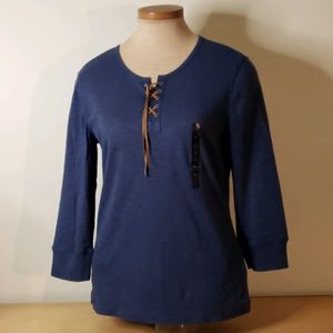 Last Chance - Bundle and Save - NWT Blue Chaps Lace Front Top